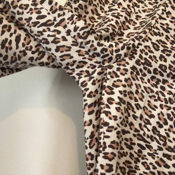 AERIE AMERICAN EAGLE Satin Jogger Lounge Pant Cream Brown Cheetah Leopard Pajama - Picture 8 of 14